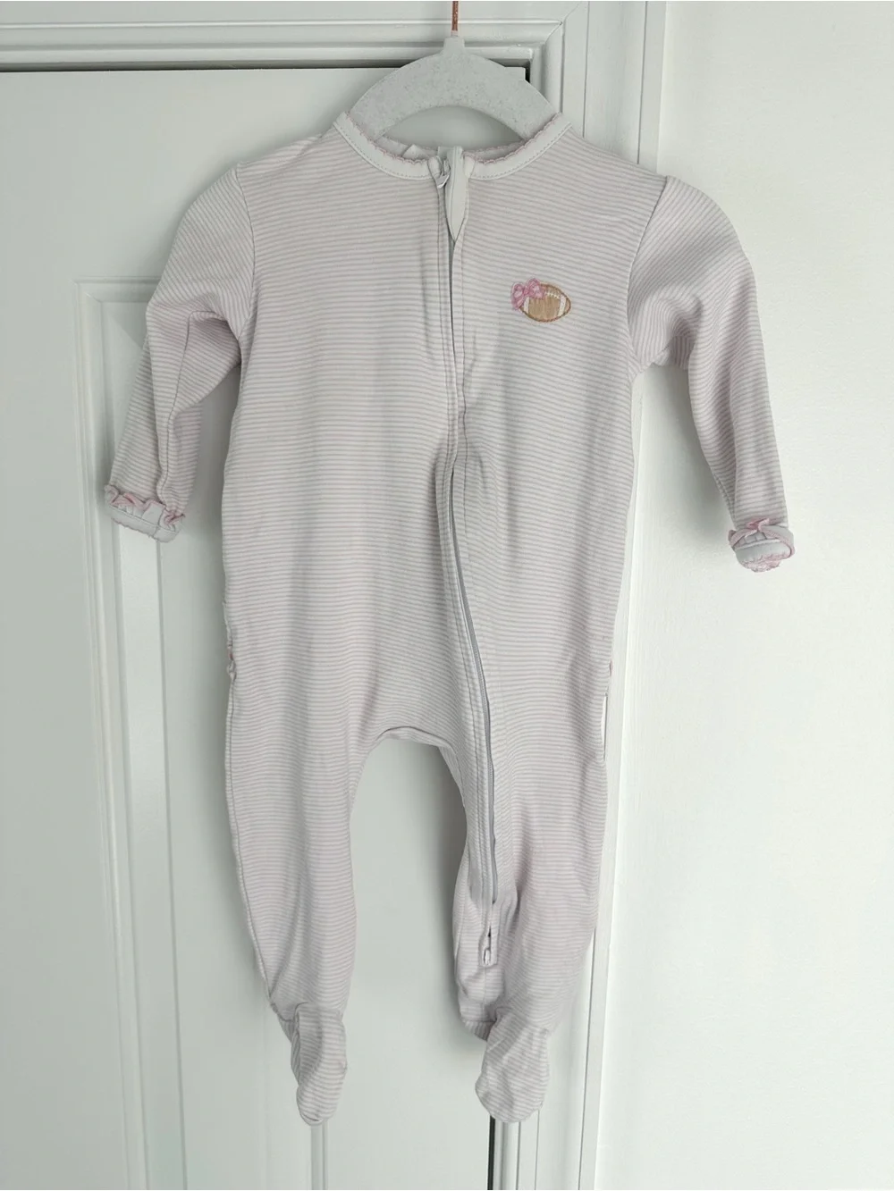 Magnolia Baby 6m girls sleeper football EUC